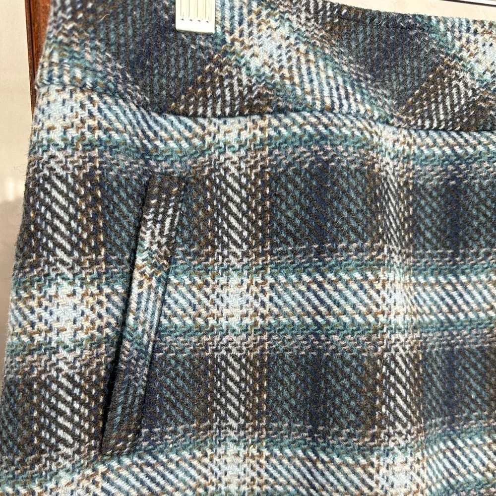 Talbots Womens Wool Blend Straight Skirt 10 Petite Blue Plaid Pencil‎ Lined Prep